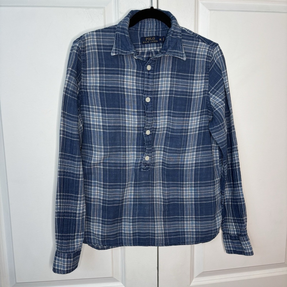 Polo by Ralph Lauren Navy and White Plaid Button-Down Shirt